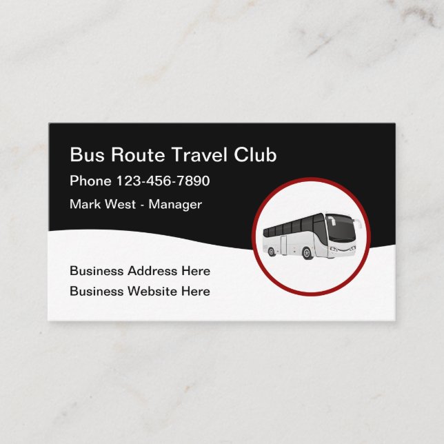 Bus Tour Travel Club Visitenkarte (Vorderseite)