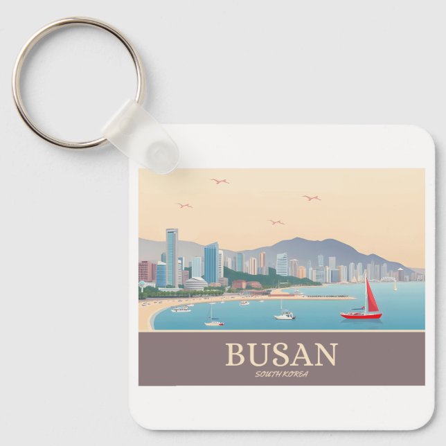 Busan South Korea Pastel Travel Schlüsselanhänger (Vorderseite)
