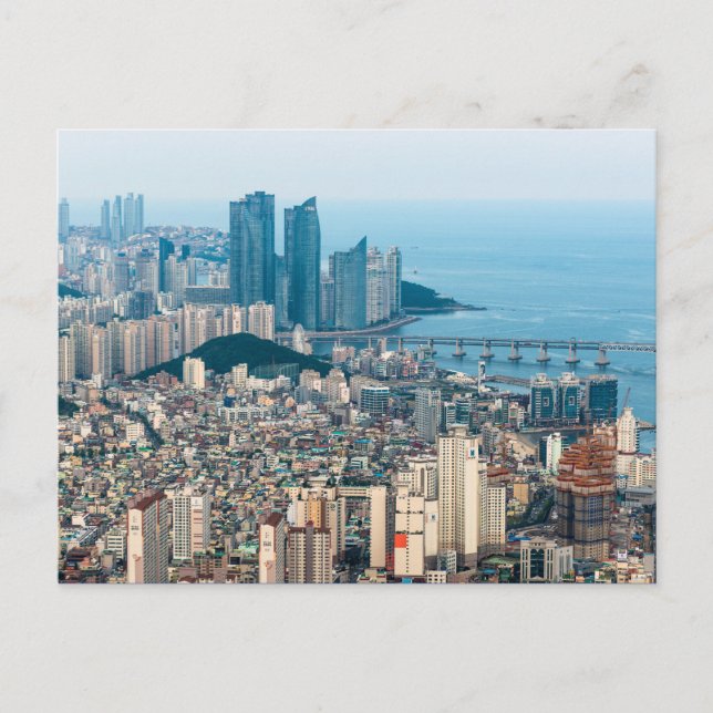 Busan Stadt Skyline. Provinz Yeongnam, Südkorea Postkarte (Vorderseite)