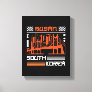 Busan Südkorea Brücke Skyline Grafik Modern Leinwanddruck