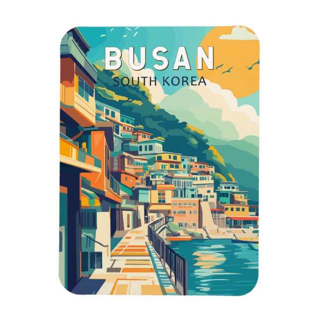 Busan Südkorea Reisekunst Vintag Magnet (Vertikal)