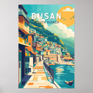 Busan Südkorea Reisekunst Vintag Poster