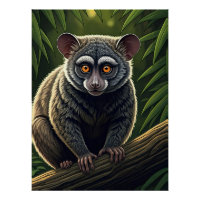 Buschbaby auf Dschungelast sitzend