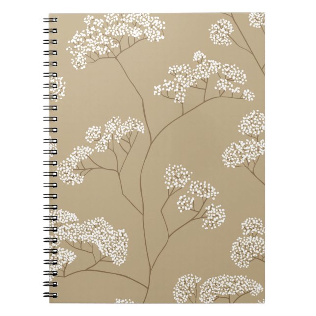 Büsche mit kleinen weißen Blume in beige Farbtönen Notizblock (Vorderseite)