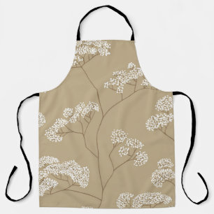 Büsche mit kleinen weißen Blume in beige Farbtönen Schürze