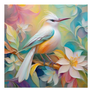 Büscheliger Goldener Fantasie Vogel Fotodruck