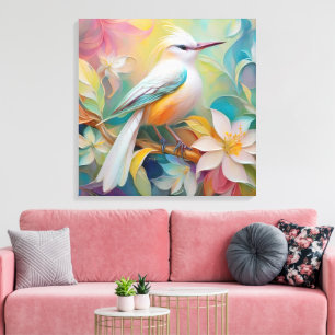 Büscheliger Goldener Fantasie Vogel Leinwanddruck
