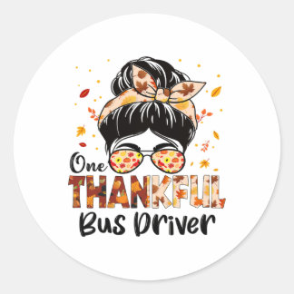 Busfahrer 1 Thankful Messy Bun Erntedank Fal Runder Aufkleber