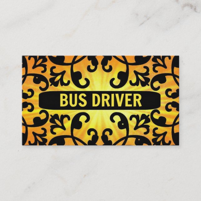 Busfahrer Sunshine Damask Business Card Visitenkarte (Vorderseite)