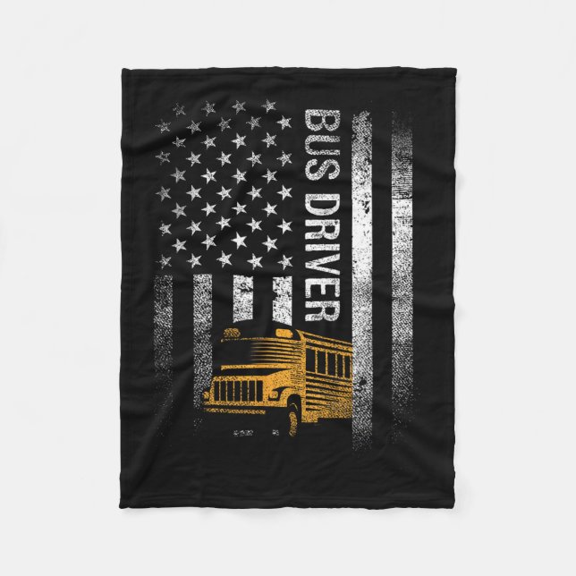 Busfahrer US sa American Flag Funny Bus Driver Ges Fleecedecke (Vorderseite)