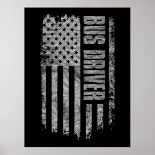 Busfahrer USA-Flagge Distressed-Design Poster