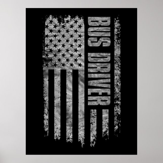 Busfahrer USA-Flagge Distressed-Design Poster (Vorne)
