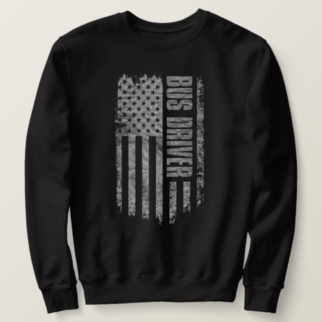 Busfahrer USA-Flagge Distressed-Design Sweatshirt (Design vorne)