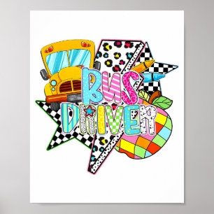 Busfahrer zünden zurück zur Schule Happy First Day Poster