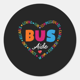 Busfahrhilfe zurück zur Schule für Busteam Runder Aufkleber