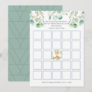 Bush Baby Kangaroo Baby Dusche Bingo Game Card Einladung