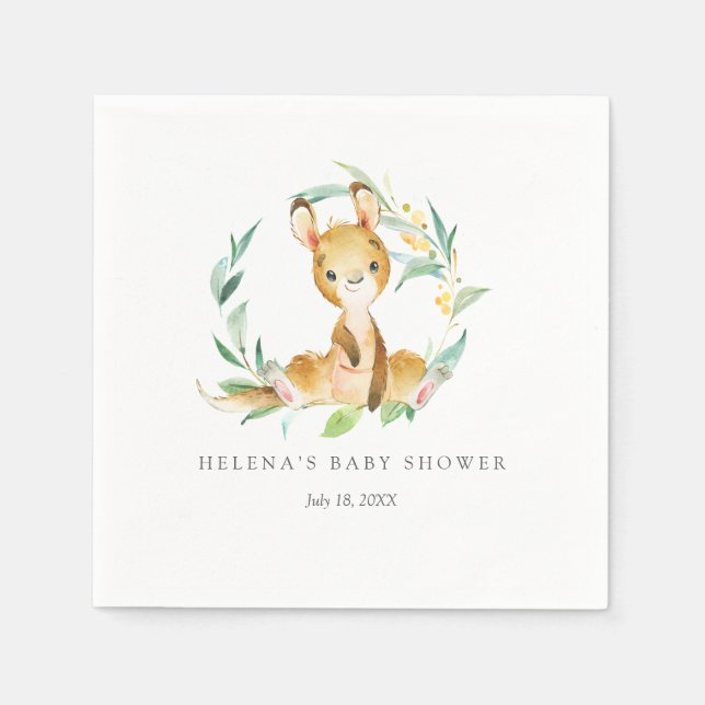 Bush Baby Kangaroo Baby Shower Napkins Serviette (Vorderseite)