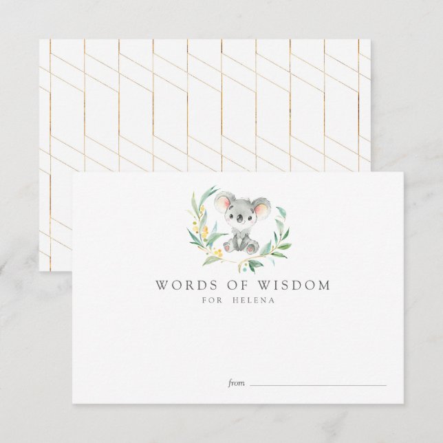 Bush Baby Koala Baby Shower Advisor Cards Einladung (Vorne/Hinten)