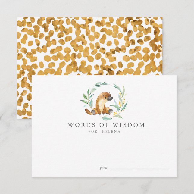 Bush Baby Platypus Baby Shower Advisor Cards Einladung (Vorne/Hinten)