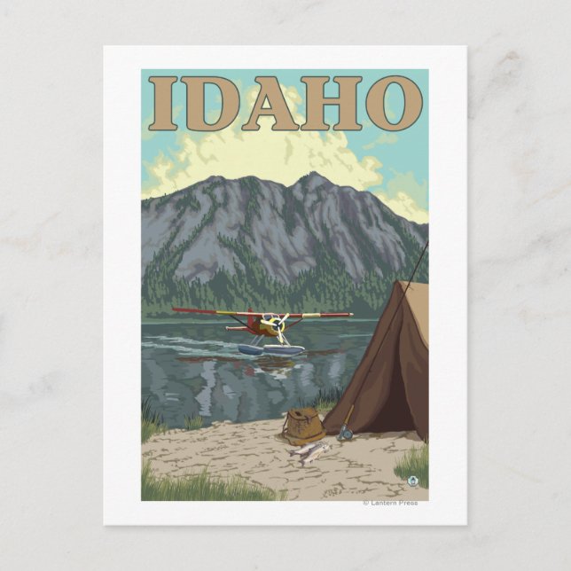 Bush Flugzeug & Fischerei - Idaho Postkarte (Vorderseite)