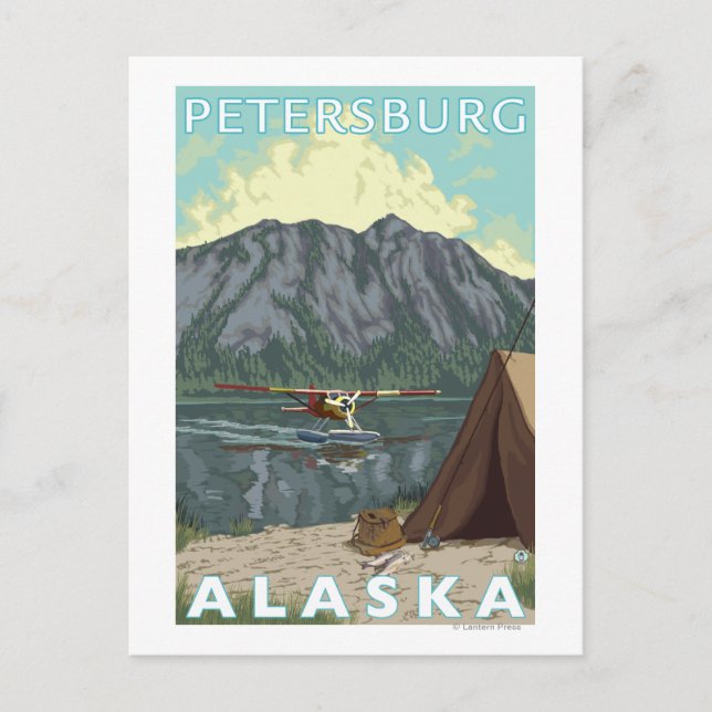 Bush Flugzeug & Fischerei - Petersburg, Alaska Postkarte (Vorderseite)