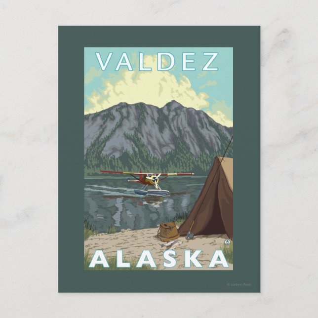 Bush Flugzeug & Fischerei - Valdez, Alaska Postkarte (Vorderseite)