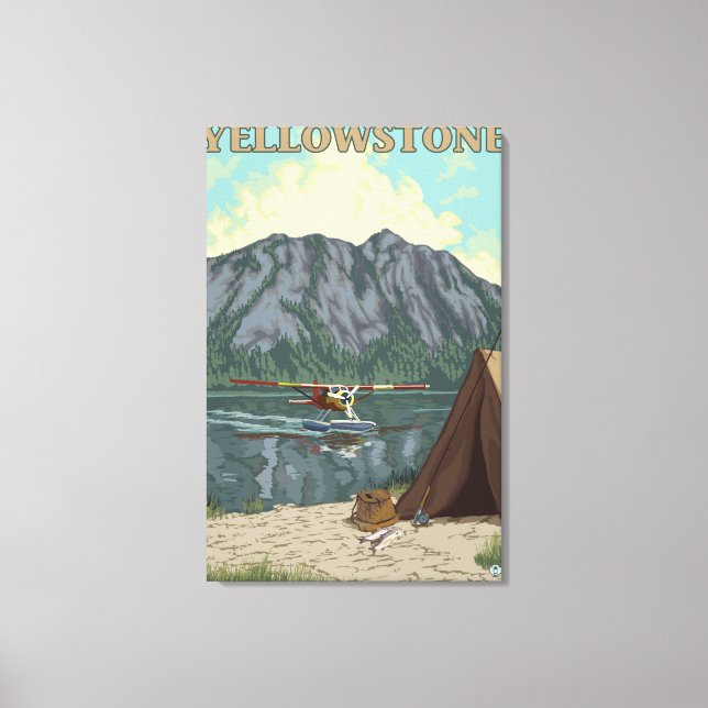 Bush Flugzeug & Fischerei - Yellowstone National Leinwanddruck (Vorderseite)