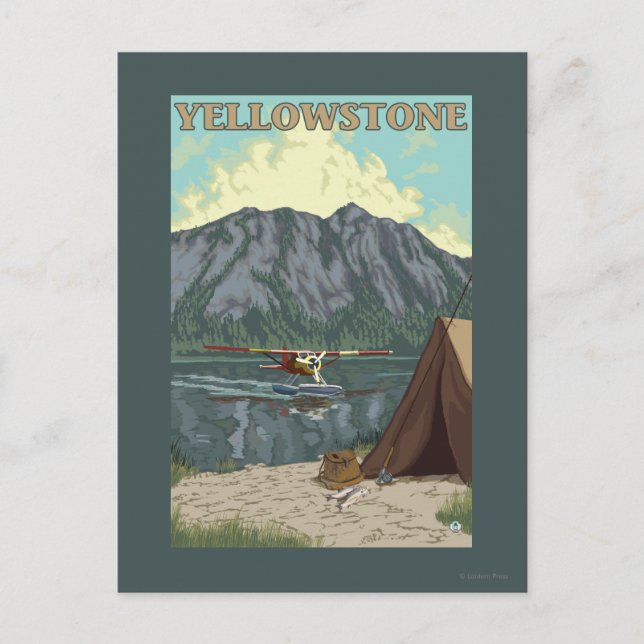 Bush Flugzeug & Fischerei - Yellowstone National Postkarte (Vorderseite)