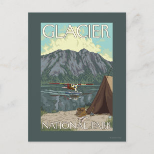 Bush Flugzeug & Fishing - Glacier National Park, M Postkarte