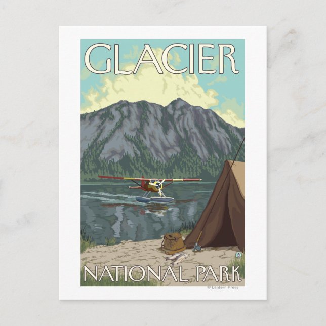 Bush Flugzeug & Fishing - Glacier National Park, M Postkarte (Vorderseite)