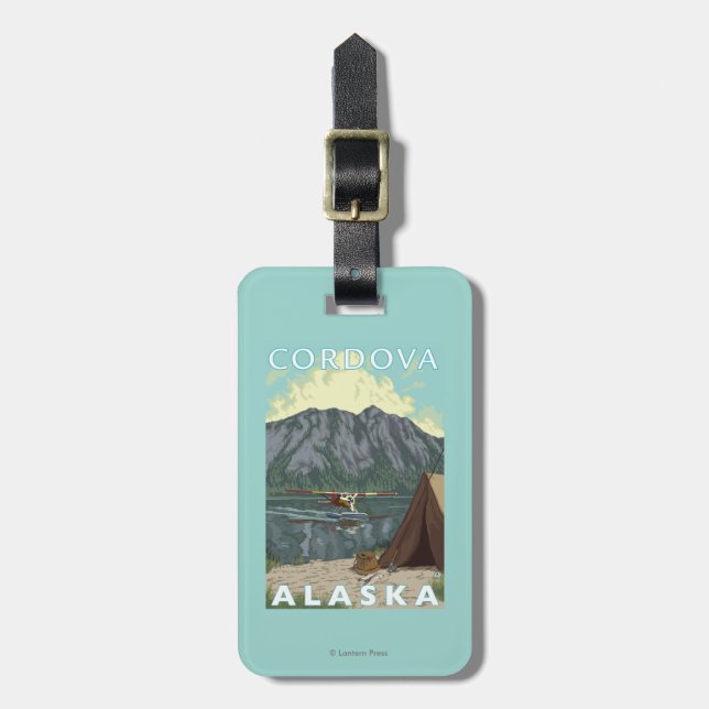 Bush-Flugzeug u. Fischen - Cordova, Alaska Gepäckanhänger (Vorderseite vertikal)