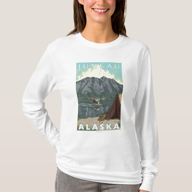 Bush-Flugzeug u. Fischen - Juneau, Alaska T-Shirt (Vorderseite)