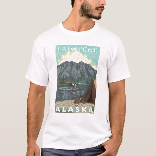 Bush-Flugzeug u. Fischen - Latouche, Alaska T-Shirt (Vorderseite)