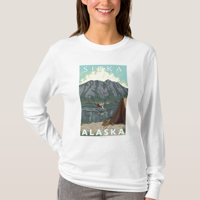 Bush-Flugzeug u. Fischen - Sitka, Alaska T-Shirt (Vorderseite)