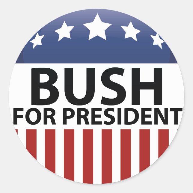Bush für Präsident Runder Aufkleber (Vorderseite)