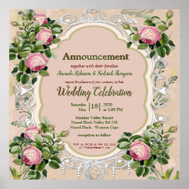 Bush Garden Green Soft Pink Roses Poster