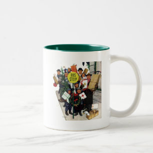 Bushaltestelle am Weihnachten Zweifarbige Tasse