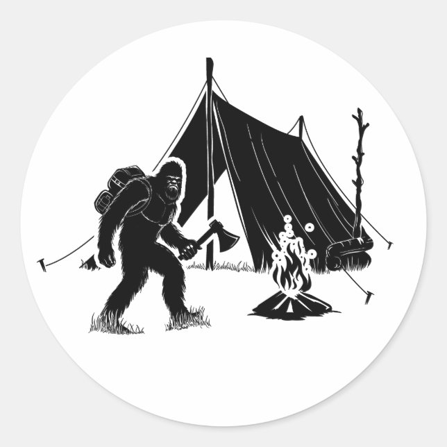 Bushcraft Adventure Camping Bigfoot Runder Aufkleber (Vorderseite)