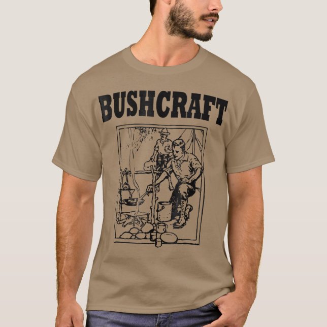 Bushcraft: Men Camping Wilderness Survival T-Shirt (Vorderseite)