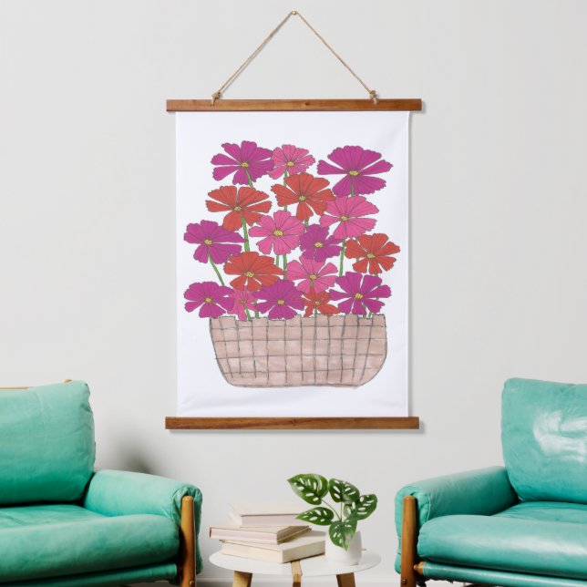 Bushel von hellen Kosmos Wandteppich Mit Holzrahmen (Wohnzimmer)