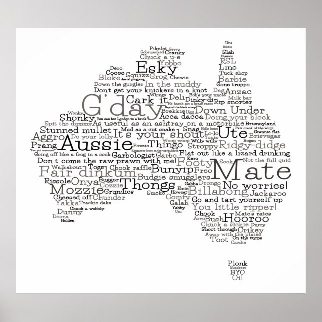 Bushfire Special Edition Aussie Slang Karte Poster (Vorne)