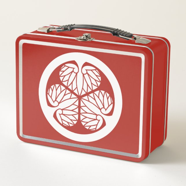 Bushido Bento: Tokugawa-Weißes Emblem Metall Brotdose (Vorderseite)