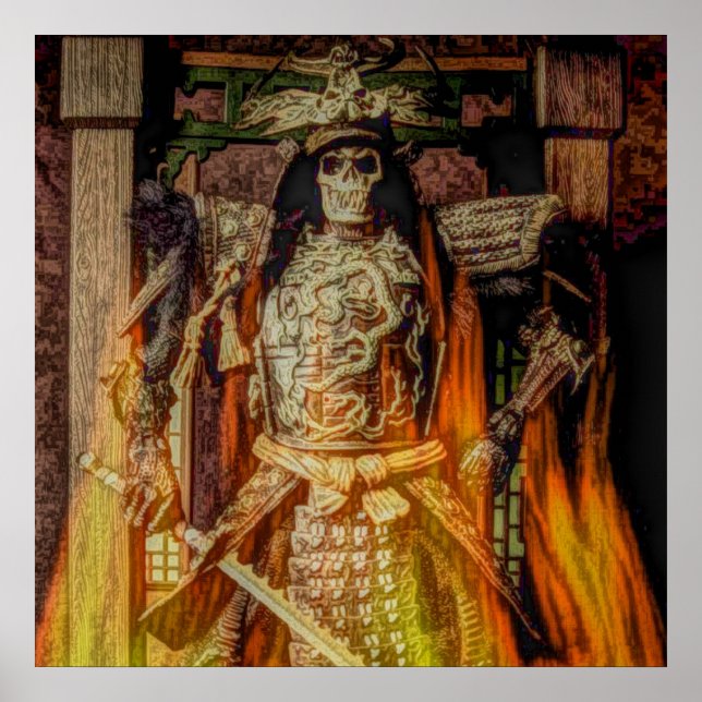 Bushido japanischer Samurai-Rüstung samurai-Schäde Poster (Vorne)