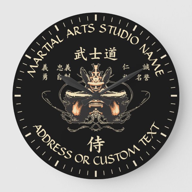 Bushido Kampfkunst-Karate-Taekwondo-Studio Große Wanduhr (Vorderseite)