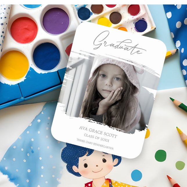 Bushstroke Niedlich Calligraphy Abschluss Pre K Fo Magnet (Brushstroke Cute Calligraphy Graduation Pre K Photo Magnet.)