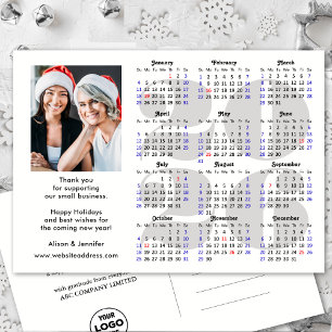 Business 2026 Calendar Minimalistisch Silver Glitz Feiertagspostkarte