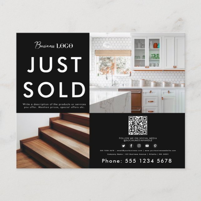 Business 2 Werbeplakette für Foto QR-Code Business Flyer (Vorne)