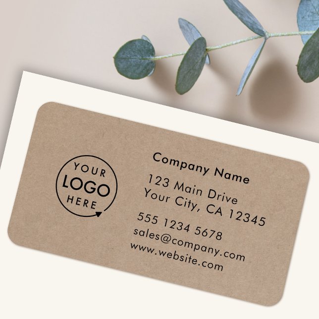 Business Address Label | Rustic Kraft Logo Sticker (Company branded return address labels for everyday business professional mailing needs)