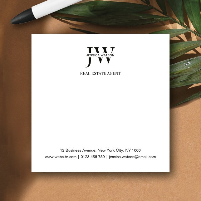 Business Address Monogram Real Estate Business Post-it Klebezettel (Von Creator hochgeladen)