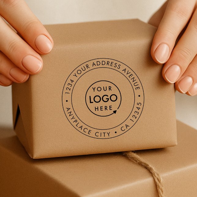 Business Address Rubber Stamp | Logo Return Mail Gummistempel (Professional pre-addressed stamp showcasing your brand for envelopes, parcels & business mail)